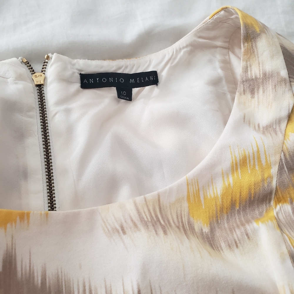 Antonio Melani dress with ikat yellow grey pattern size 10 - Picture 4 of 6